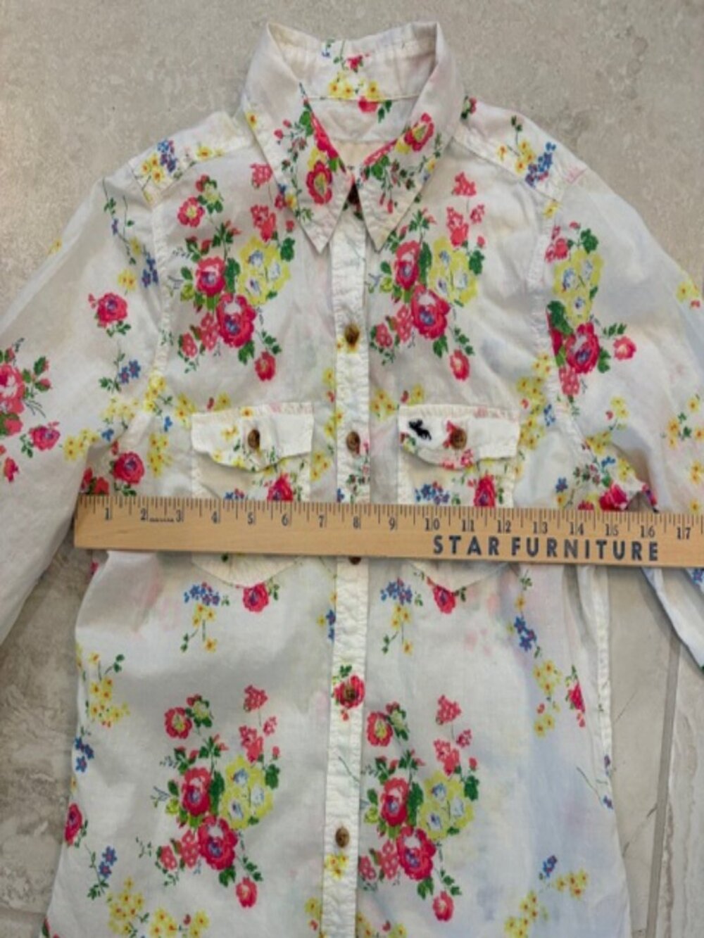 Vintage Abercrombie & Fitch Womens Floral 100% Cotton Moose Shirt XL Y2K Preppy - Picture 8 of 9